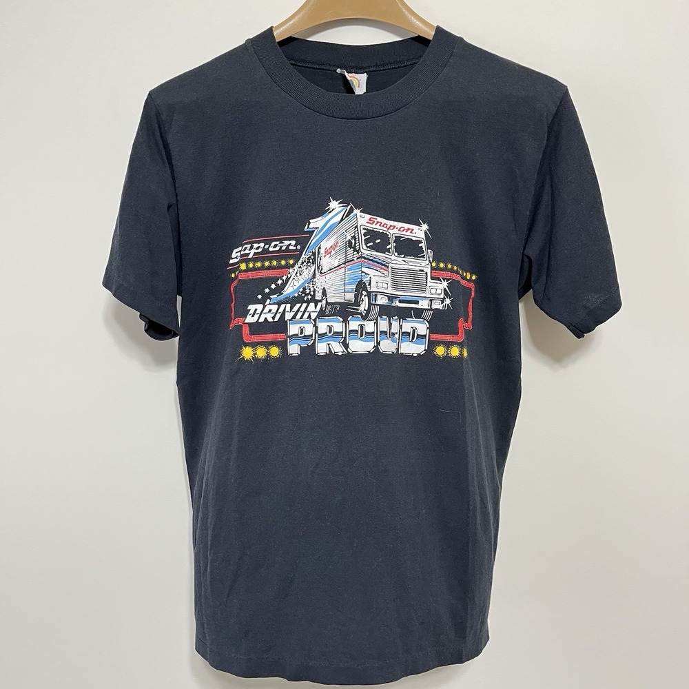 Vintage Snap-On‎ Tools Promo Shirt Drivin' Black 80s 50/50 Blend T-shirt Sz M/L